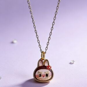 18K Gold Zimomo Pendant Necklace POP MART Collectible